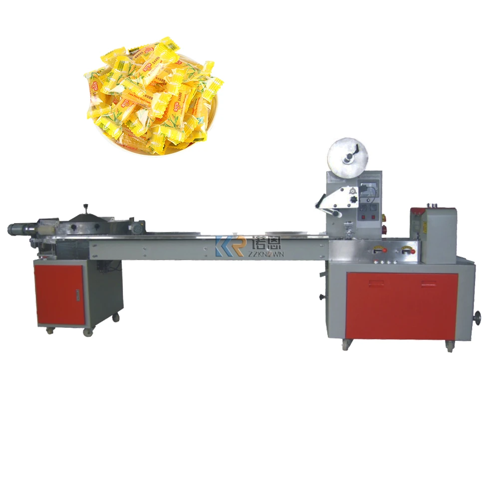 Máquina Horizontal automática para embalaje de alimentos, embalaje para galletas, pastel, pan, dulces, Chocolate, Bar, almohada de envoltura