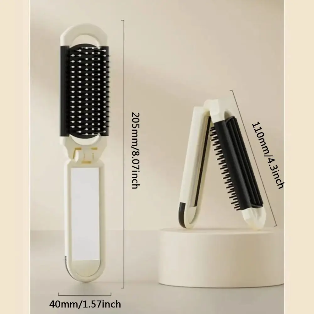 Cartoon Mini Hairbrush Folding Massage Comb Head Massage Anti-Static Portable Travel Hair Brush Girl Hair Combs with Mirror