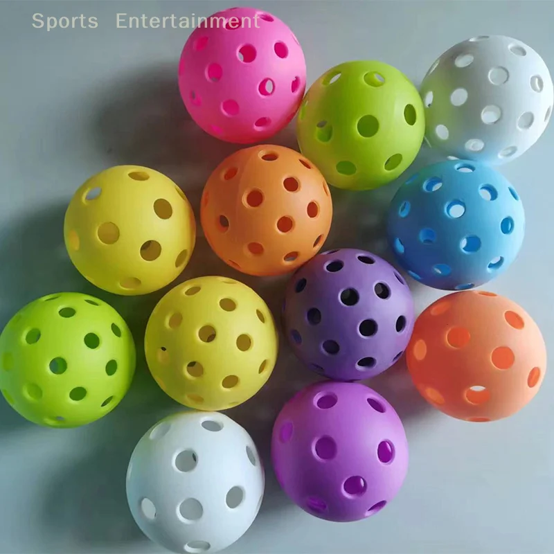 6pcs 40 Holes Outdoor Colorful Pickleballs Pickleball 74MM Durable Training And Entertainment Paddle Ball For Practice Sports