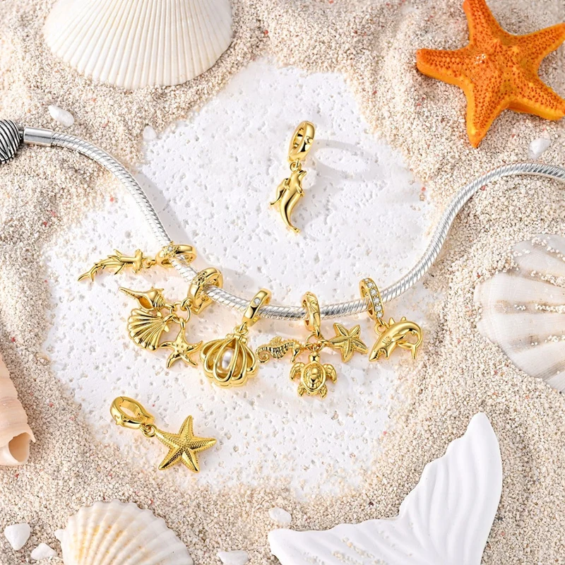 Original Charm Bead 925 Sterling Silver Fit Bracelet Glowing Whale Shark Seashell Universal Buckle Pendant Diy Fine Jewelry Gift