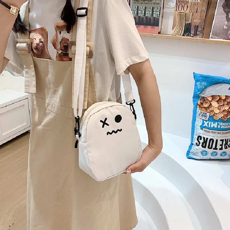 Mini Cartoon Print Phone Bag, Zipper Crossbody Bag With Cute Bag Charm, Small Shoulder Bag