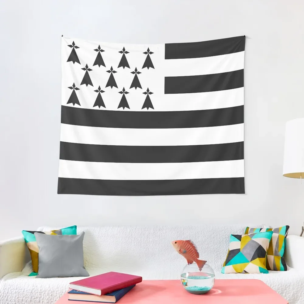 Flag of Brittany Drapeau Breton Gwenn-ha-du Ermine black and White HD HIGH QUALITY ONLINE STORE Tapestry