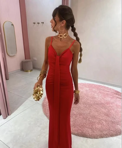 Imagen 2 del producto Vestido largo elegante degradado para mujer, vestido sin mangas con escote en V profundo a la moda, vestidos elegantes ajustados con forro para fiesta para mujer