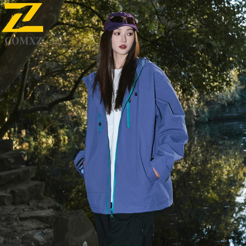 

Casual Soft Shell Waterproof Jacket Men's Women Fashion Cargo Anti-Scratch Windproof Windbreaker Outdoor Camping Ski Hooded Coat