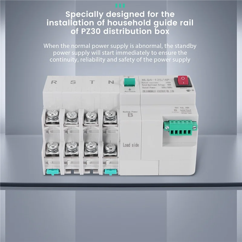 مفتاح نقل تلقائي مزدوج الطاقة من النوع MCB 4P 100A ATS مفتاح كهربائي لقاطع الدائرة