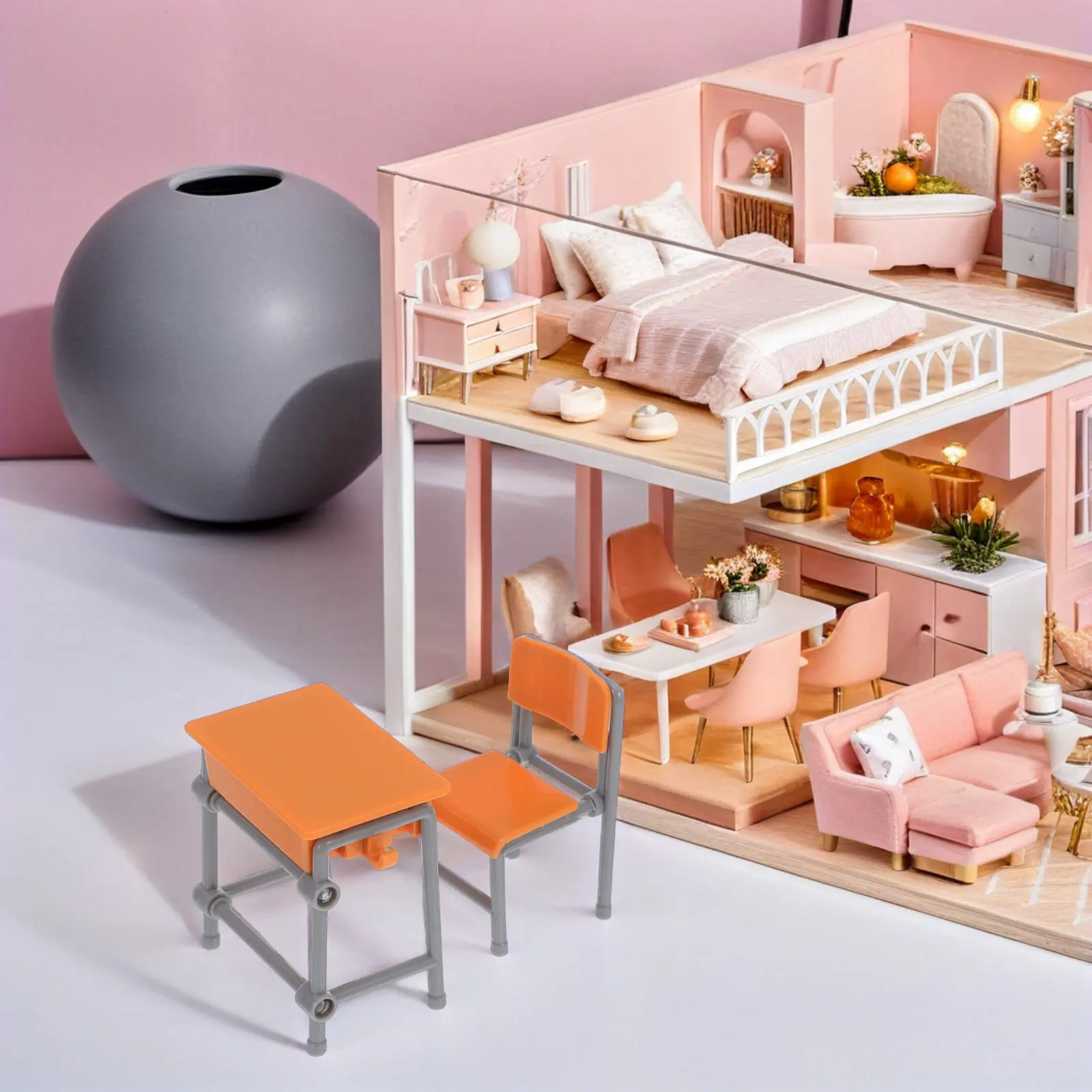 

5Sets Miniature School Furniture Set Realistic Design for Classroom Study Room Dollhouse Decor Enhanced Authenticity Detailed