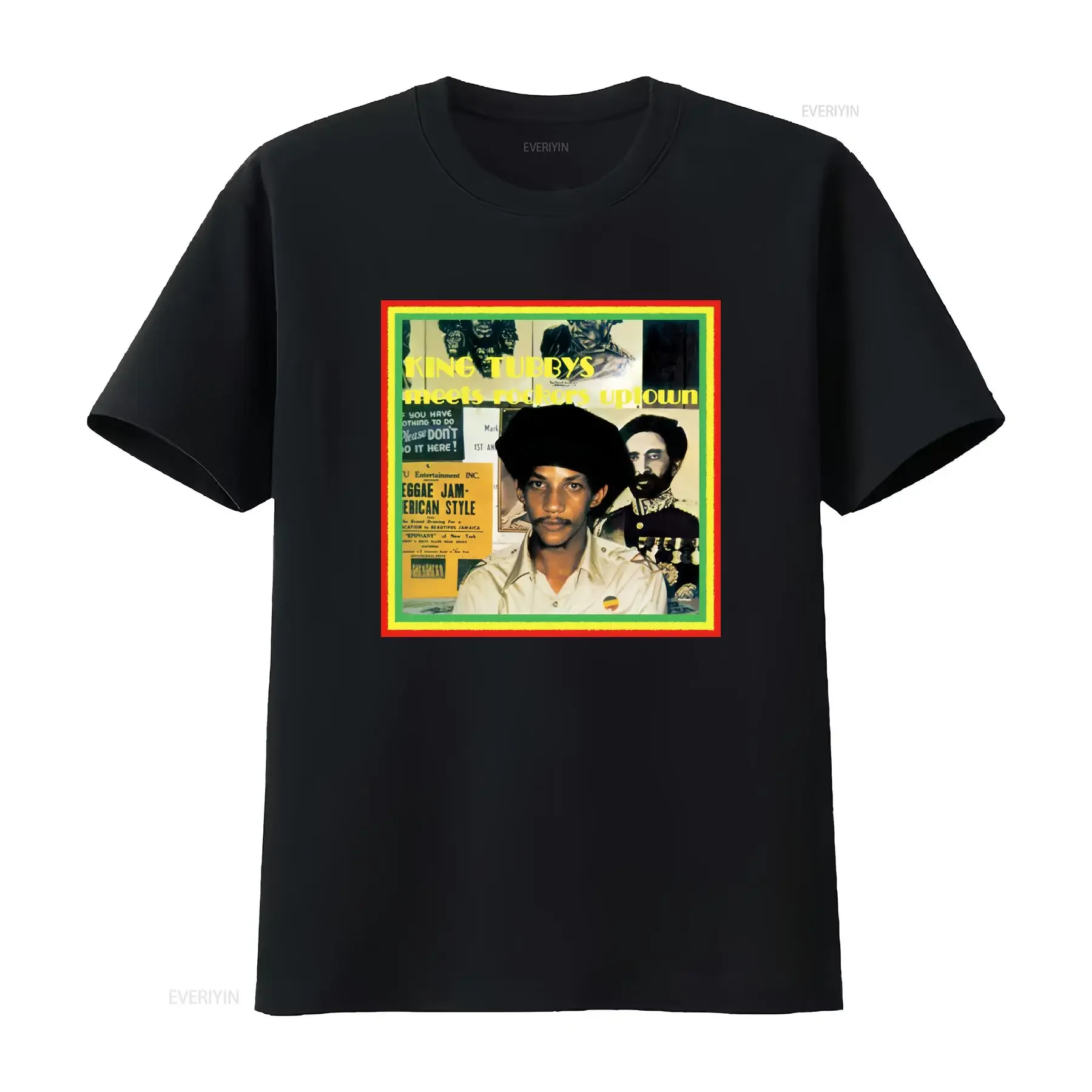King Tubbys Meets Rockers Uptown Retro Reggae camiseta negro vintage lavado homme ropa de diseñador Unisex elegante versátil