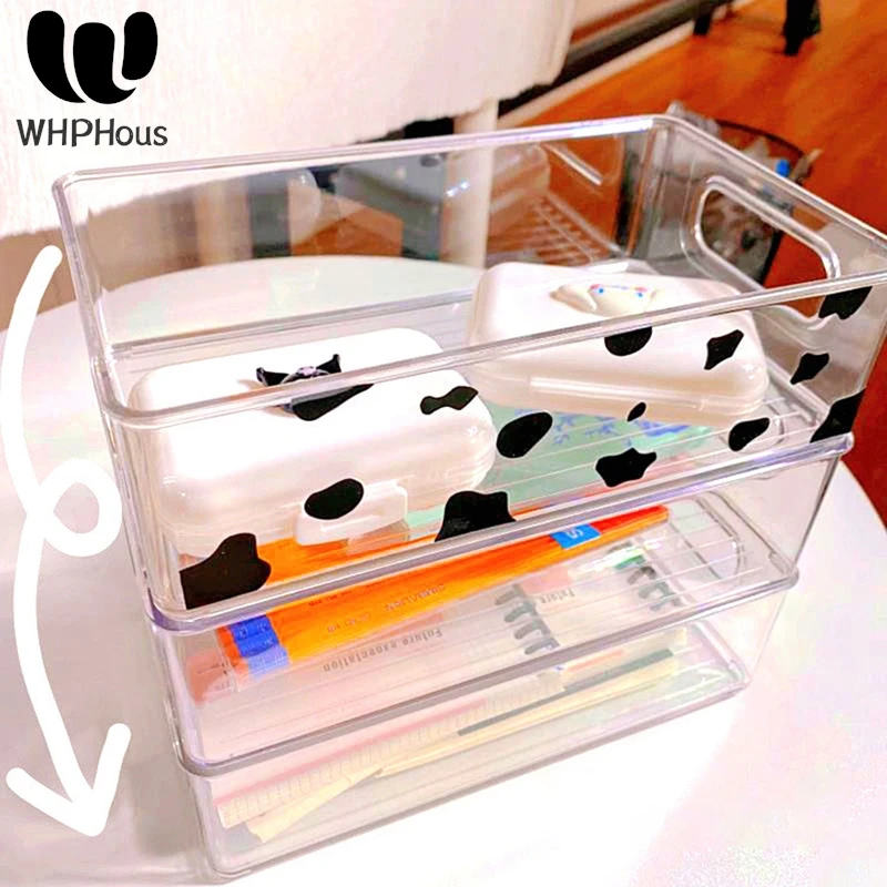 1PCS Plastic Crisper Transparent Box Refrigerator Crisper Storage Box Cosmetic Storage Kitchen Acrylic Desktop Storage Box