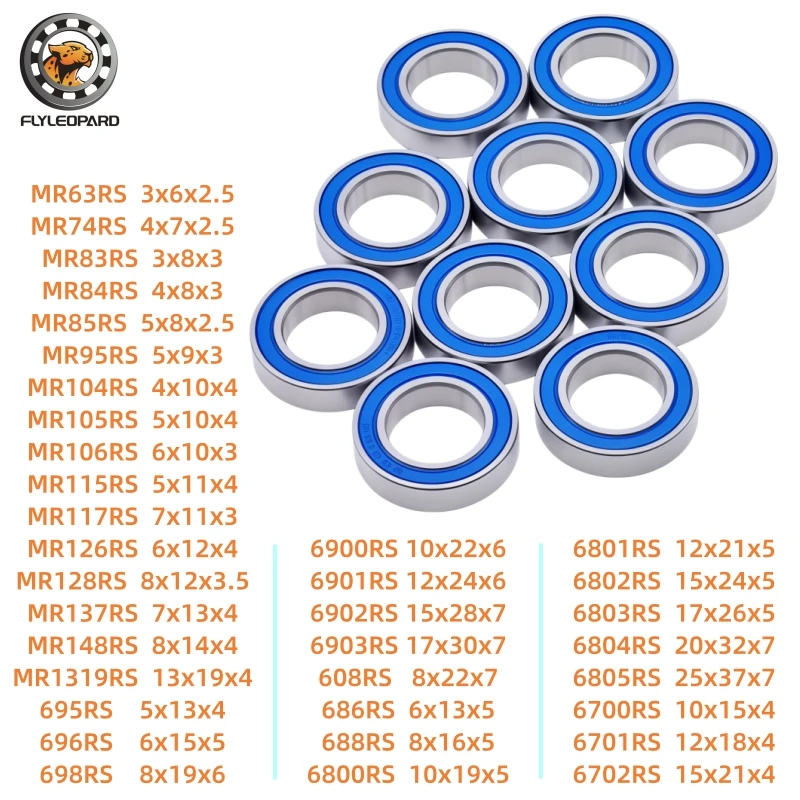 10pcs 6801-2RS Bearing 12x21x5mm Double Blue Rubber Sealed ABEC-7 Thin Section Ball Bearing 686 688 6800 6802 6803 6804 6805 2RS