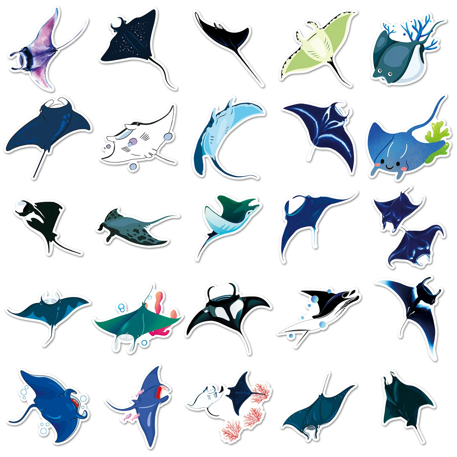 10/30/50PCS Mystery Stingray Cartoon Animal Sticker DIY Phone Laptop Luggage Skateboard Graffiti Decals Fun for Gift