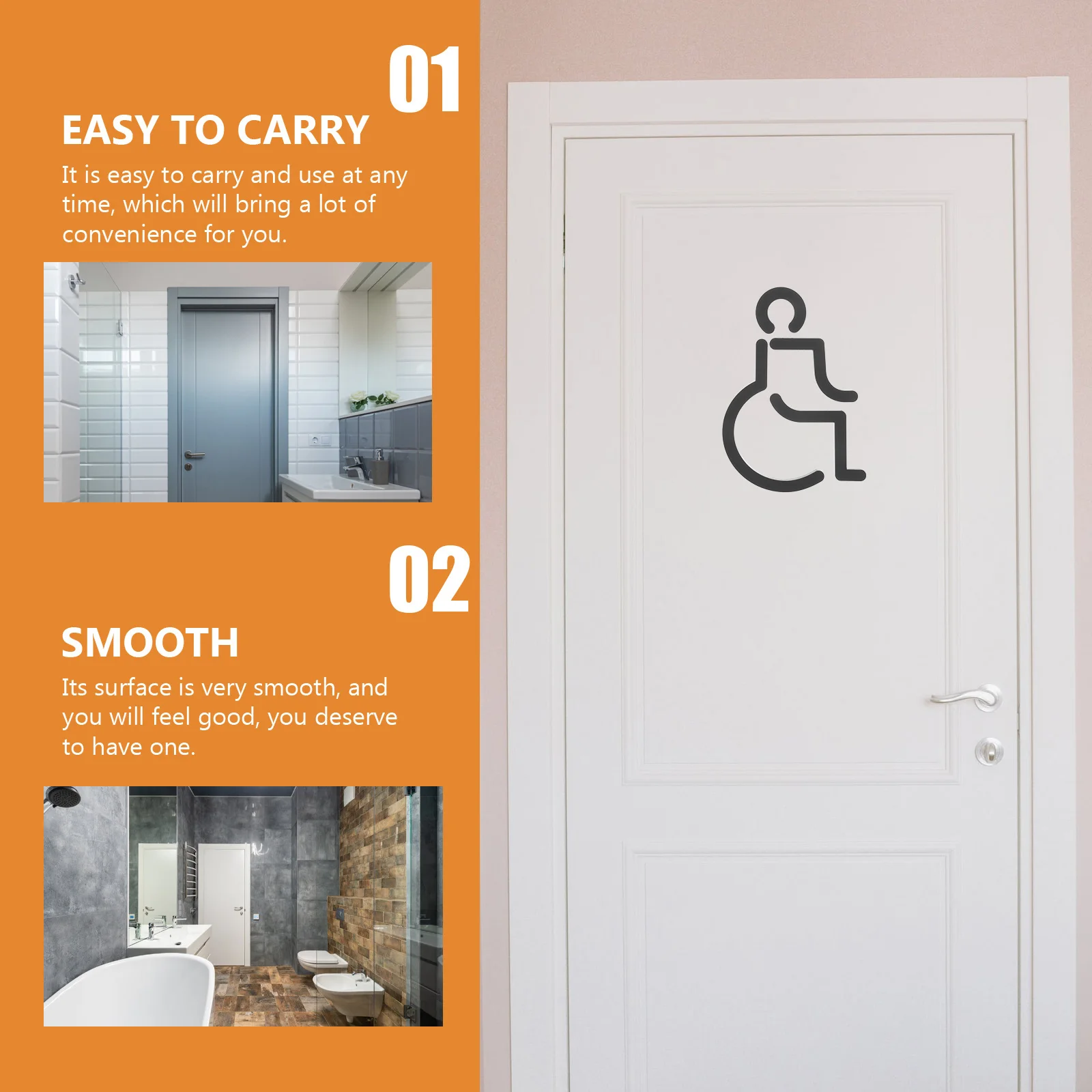 

Sturdy Metal Wheelchair Accessible Sign 1PC for Disabled Restroom Toilet Door Washroom Symbol Decal Elevator Public