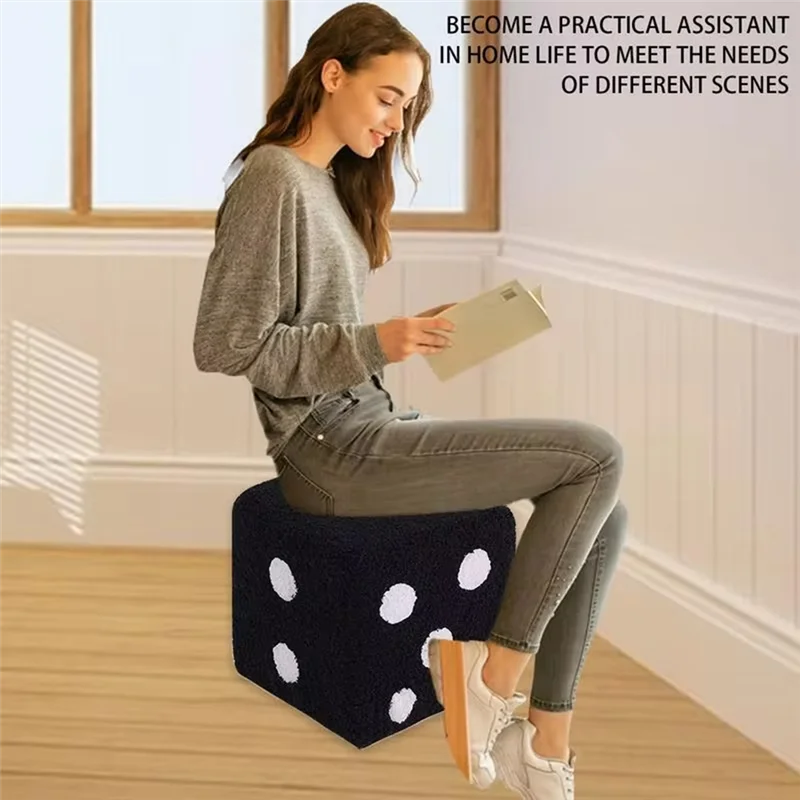 

AB15-Dice Stool Chair Entrance Foot Stool For Door 7.87X7.87X7.87Inch Small Soft Chair Removable & Washable Cube Entrance