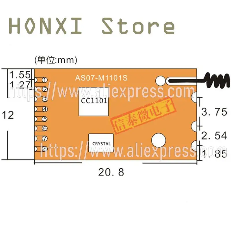 Módulo inalámbrico de transceptor digital rf NRF905 / SX1212/si4432, 1 piezas, 433 m/CC1100 / CC1101