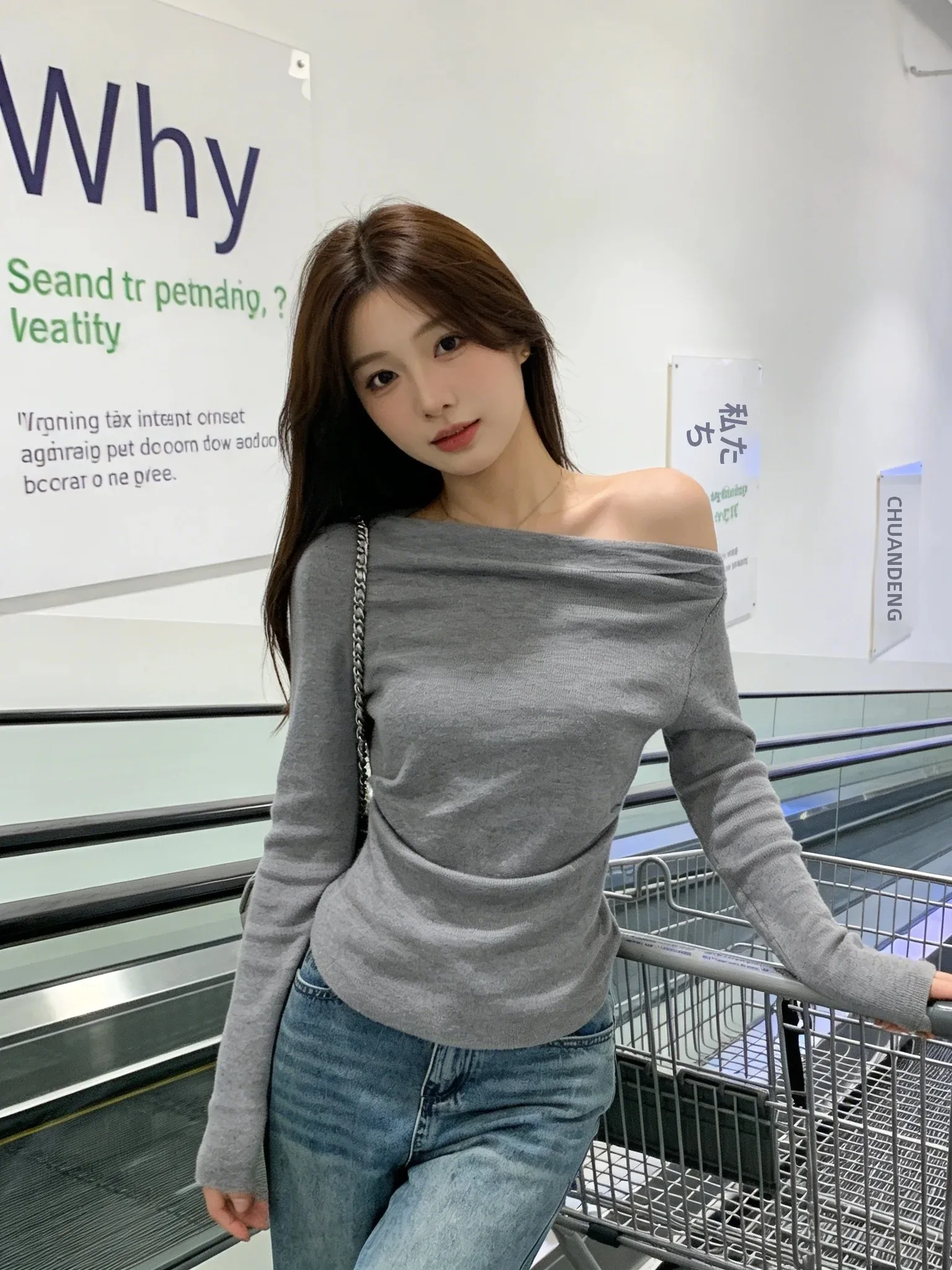 Unique Miu Waist-Cinching Pleated Shoulder Knitwear Women's Fashion Autumn New Style Light Maturity Style Slim Fit Long Sleeve