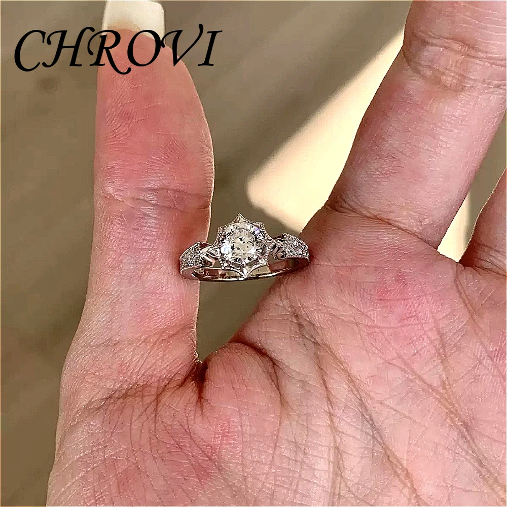 Exquisite 925 sterling silver brilliant-cut eight-pointed star diamond ring - court style exquisite finger ring for women