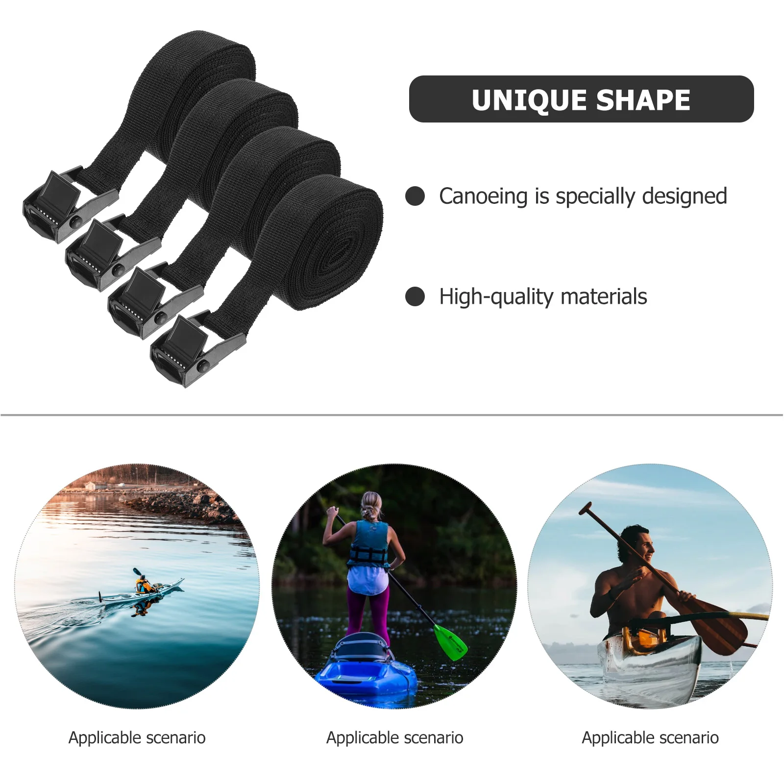 

4 Pcs Covered Strap Kayak Tie Downs Straps Roof Rack Boat Tiedown Surfboard Canoe