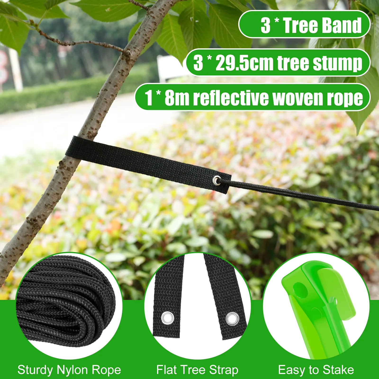 3Pcs 12In Tree Stake Kit Support for Pilling Tree Young Tree Staking Anchor Kit Support Reusable Tree Stake for Garden Plant Fix