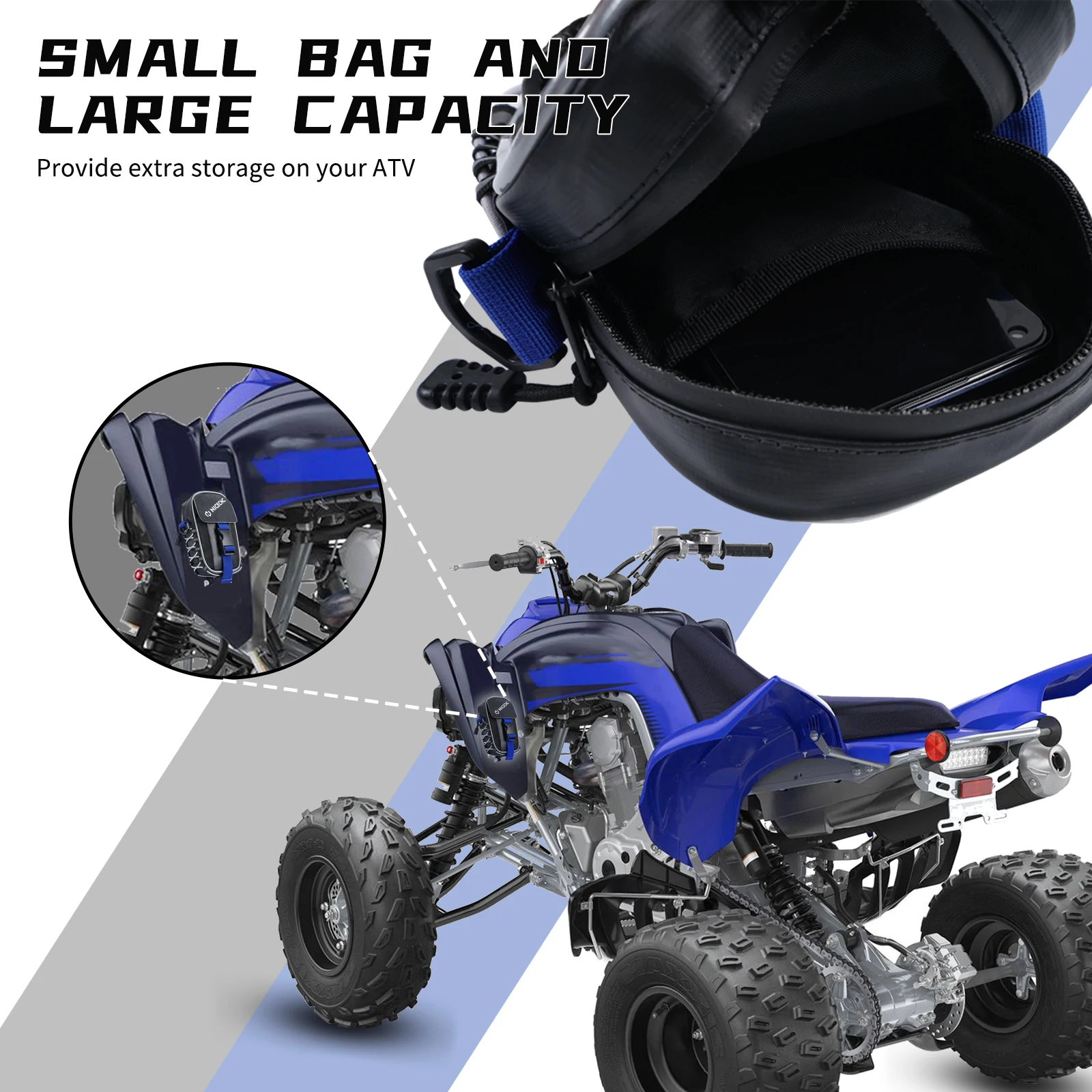 For Yamaha Raptor 700R 2013-2023 700 2016-2023 Fender Bag Waterproof Warning Tag Storage Shoulder Handlebag ATV Bags Accessories