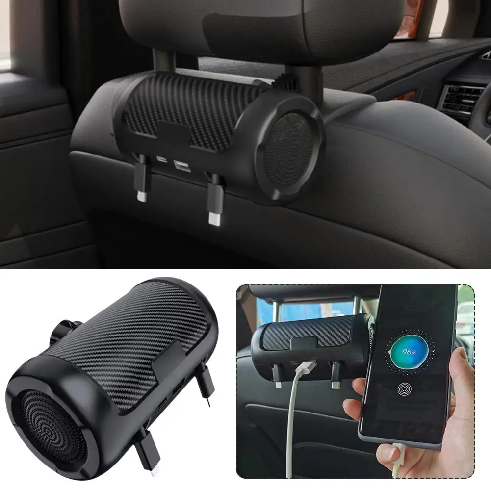 Multi Retractable Backseat Car Headrest Charger 4in1 Quick 50w Car Accessories Multifunctional Adapter For Notebook/ Phone Q1n6