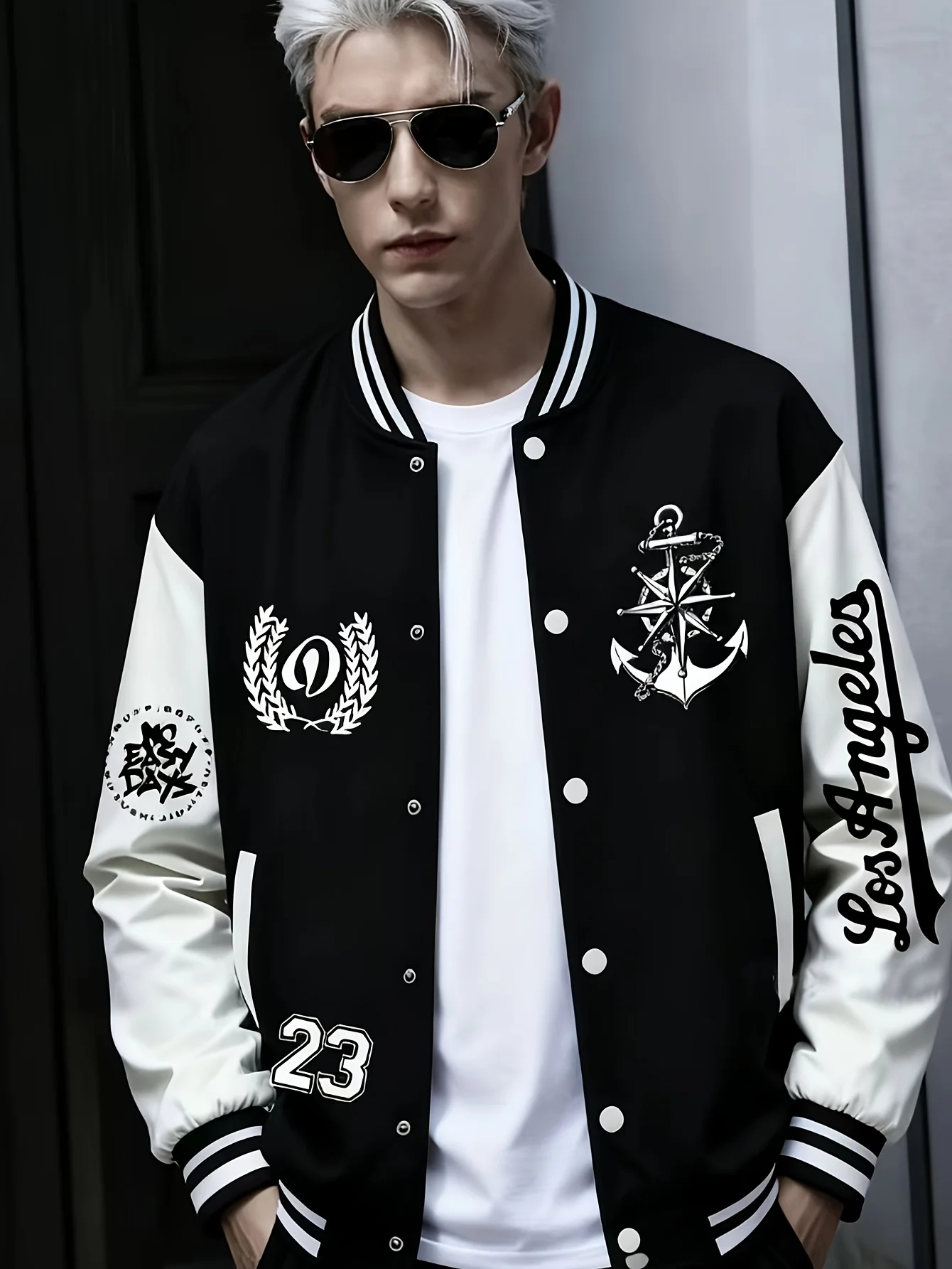 Los Angeles Baseball Jersey City Street Photoshoot Retro Outfit Personalized Trend Digital 