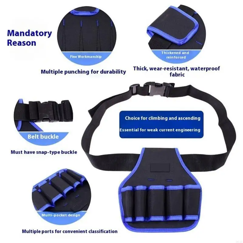964E 5 Pocket Tool Bagous 600d Oxford Fabric Fabric Belt Lightweight Design for Electricials Carpens