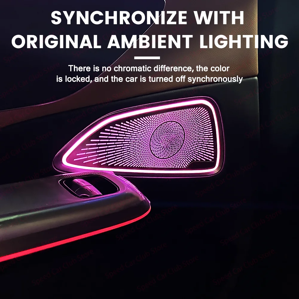 LED 64 Color 4-Door Luminous Speaker Cover for Mercedes-Benz New E-Class W214 Car Audio Visual Upgrade