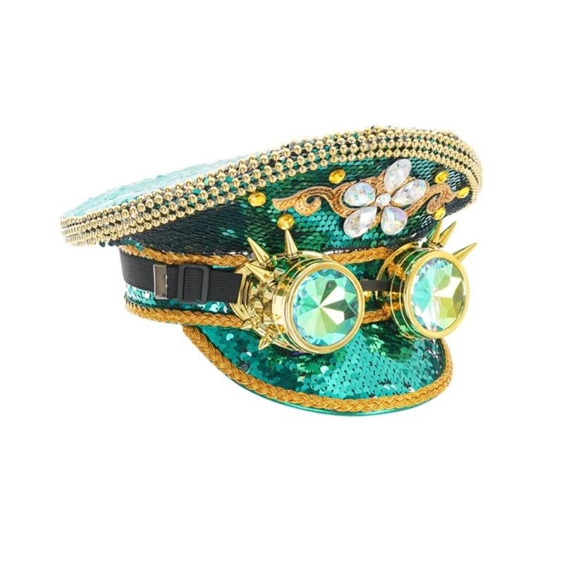 Glittering Sequins Cap DanceParty Steampunk Hat Women Night Club Hat