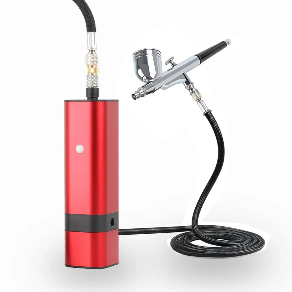 Professional Mini Wireless Airbrush Compressor Set Air Brush High Capacity Gun for Barber Nail Model Car Facial Beauty