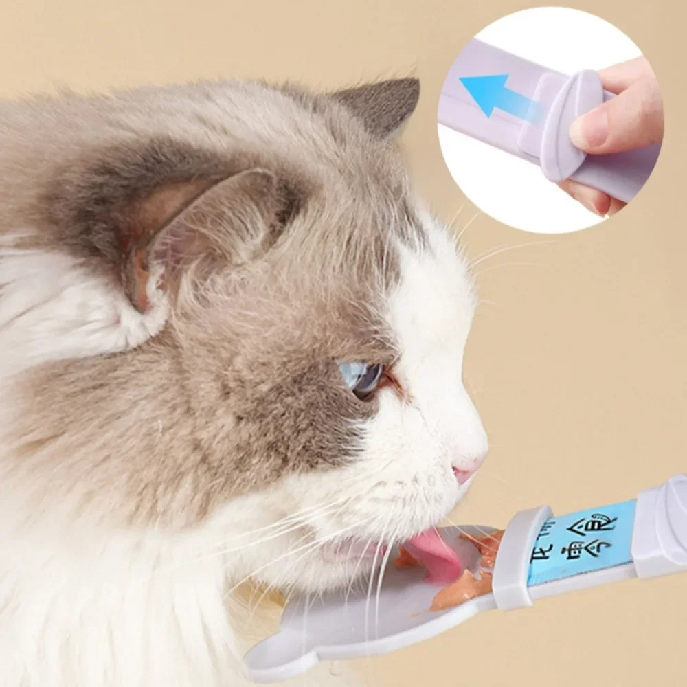 Pet Feed Spoon Food Scoop Cat Strip Squeezer Feeder Dispenser Indoors Puppy Kitten Snack Liquid Food Scoop Kitty Pet Supplies