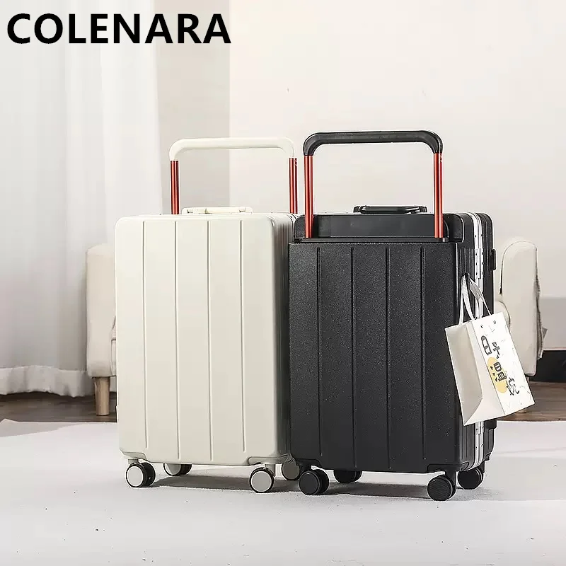 

COLENARA Cabin Luggage Large Capacity Aluminum Frame Trolley Case 20"22"24"26"28 Inch PC Boarding Box Women's Rolling Suitcase