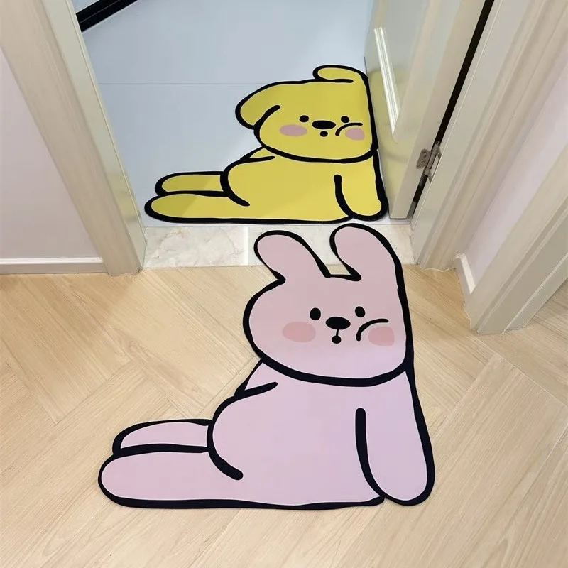 

Cartoon Rabbit Diatom Mud Floor Mat Bathroom Water-absorbing Irregular Foot Mat Entrance Porch Rabbit Floor Mat