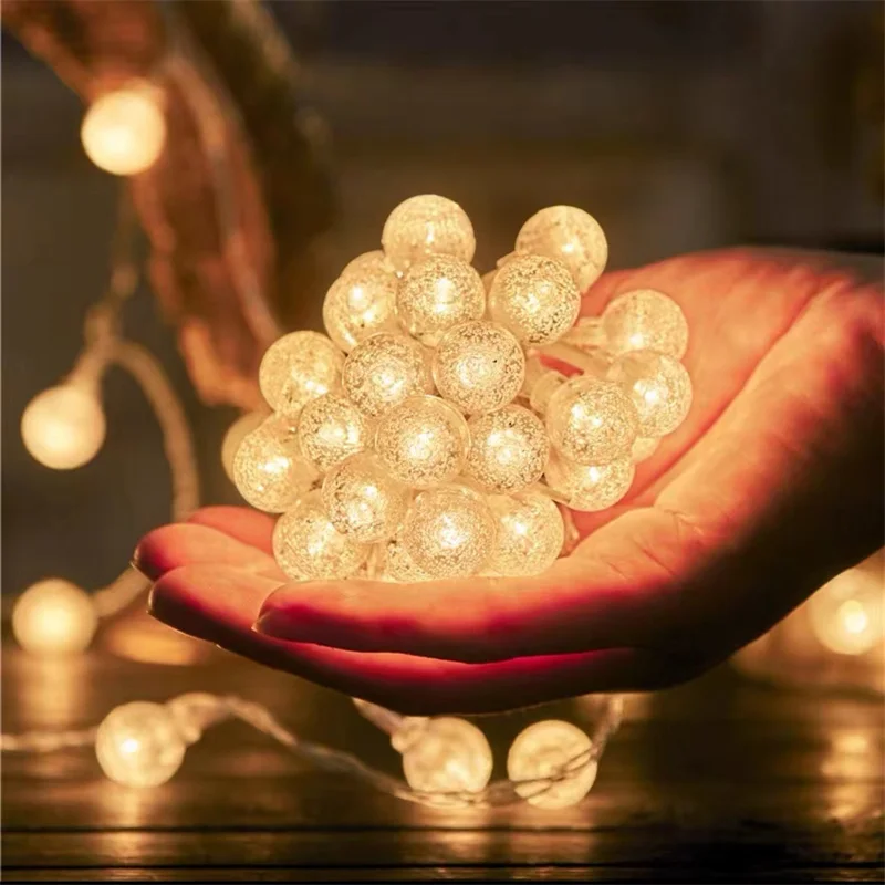 Battery Operated Golden Glow for LED Indoor Wedding Fairy Lights Bubble Ball String Lights Holidays Party Room Home Decorations