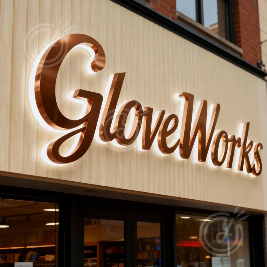 Custom Business Sign Backlit 3d LED Metal Acrylic Addressable for Advertising Neon  GloveWorks Led  Sign Metal Sign for Business