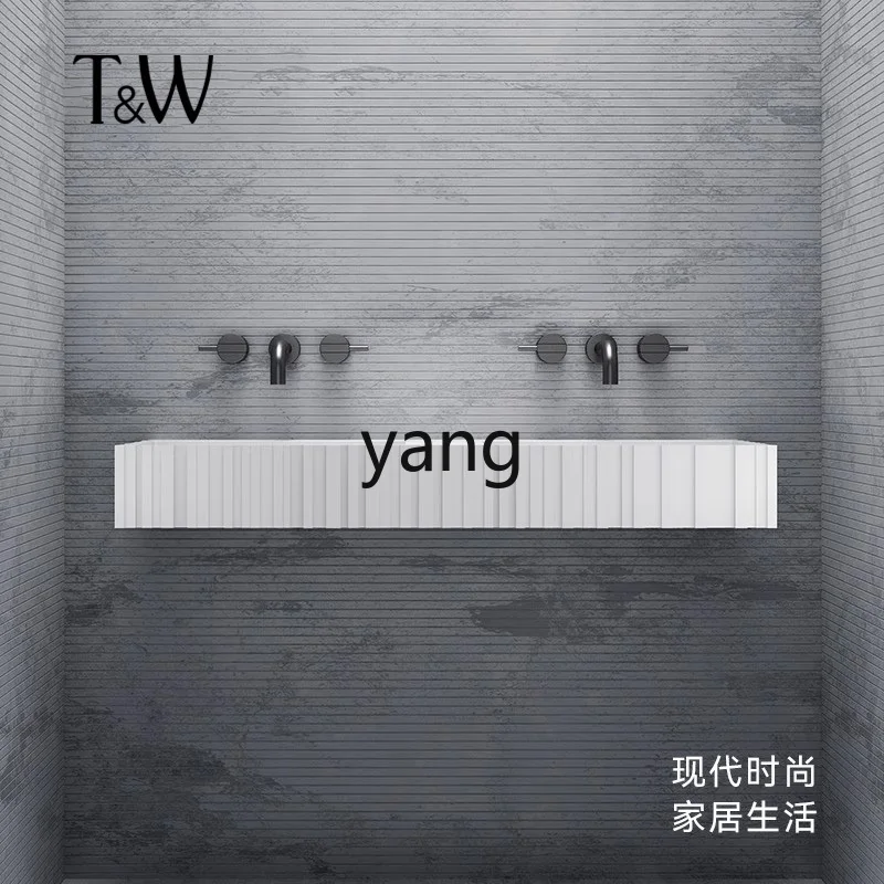 LTT artificial stone wash basin hanging basin bathroom household double basin vertical striped washbasin