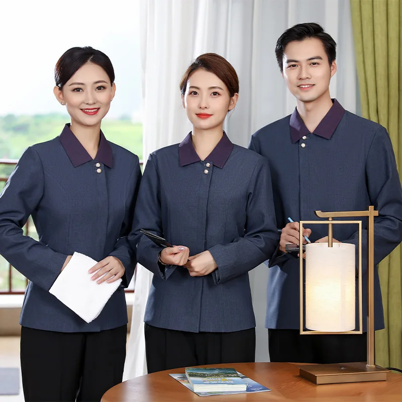 

Service Uniform Long Sleeve Autumn and Winter Female Hotel Room Attendant Cleaning Work Clothes Property Cleani