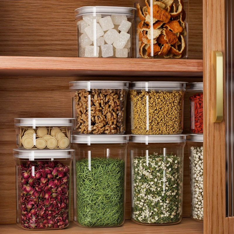 Plastic Sealed Jars Stackable Design Multi-Size Kitchen Storage Jars Sealed Lids Fresh Keep Boxes Multigrain Tank Fridge Storage