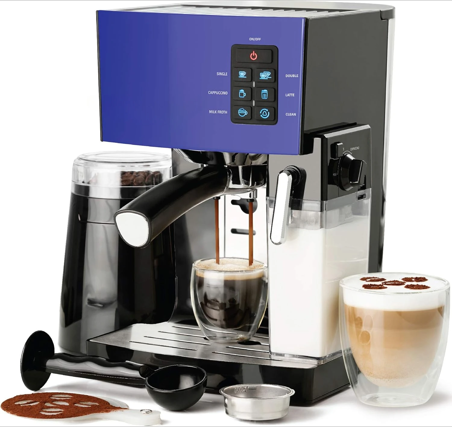 Cappuccino and Latte Maker 10-Piece Set - Brew Cappuccino and Latte with One Button