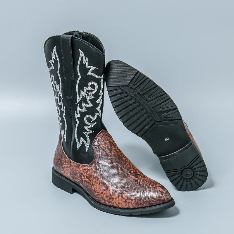 

Высококачественные мужские кожаные ботинки с вышивкой, классические джинсовые ботинки в стиле ретро, модные повседневные ботинки люксового бренда