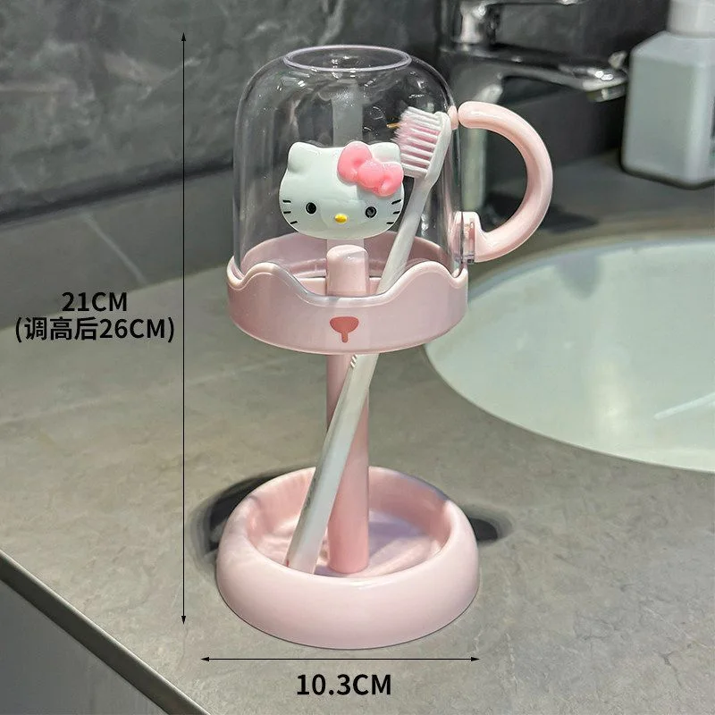 Sanrio Hello Kitty Zahnbürstenbecher-Set Kawaii Cartoon Antibakterieller Feuchtigkeitsbeständiger Badezimmer-Mundspülbecher-Halter