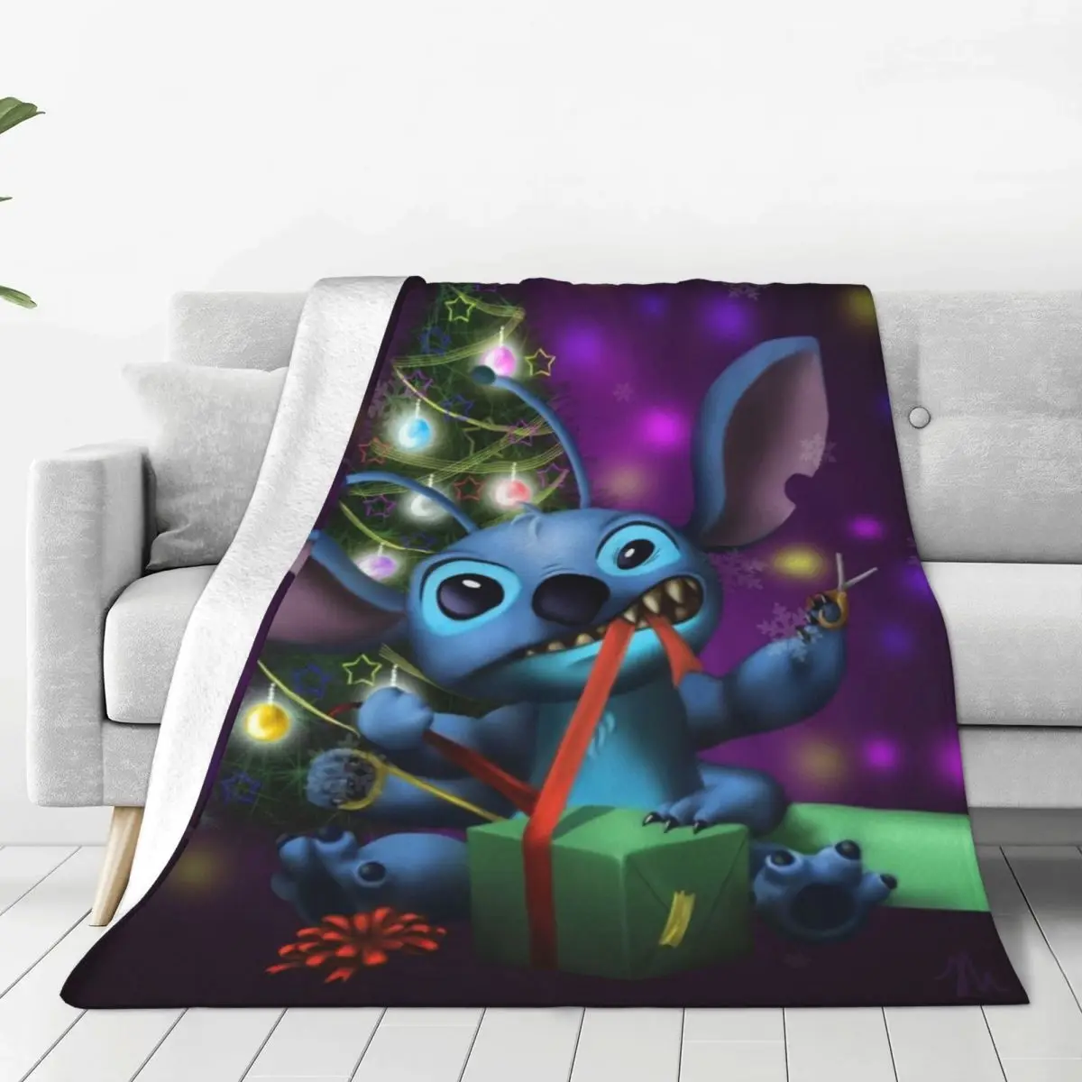 

Stitch Durable Flannel Blanket - Easy Care Fleece Throw for Home Decor and Cozy Evenings with Family and Friends Together