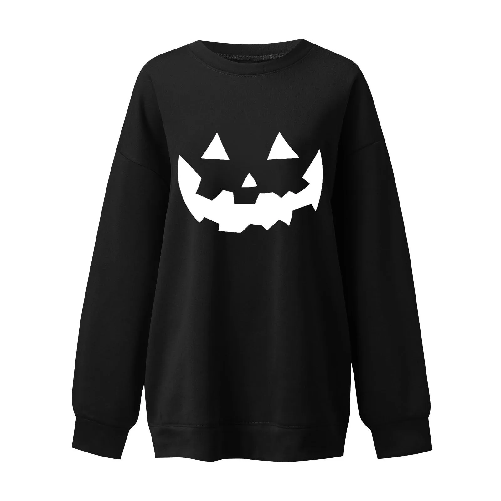 Halloween Sweatshirts For Women 2024 Fall Cute Pumpkin Face Bat Graphic Crewneck Long Sleeve Shirt Top