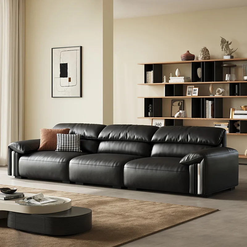 High-end head brand leather is increasing, cowhide elephant ears genuine leather black