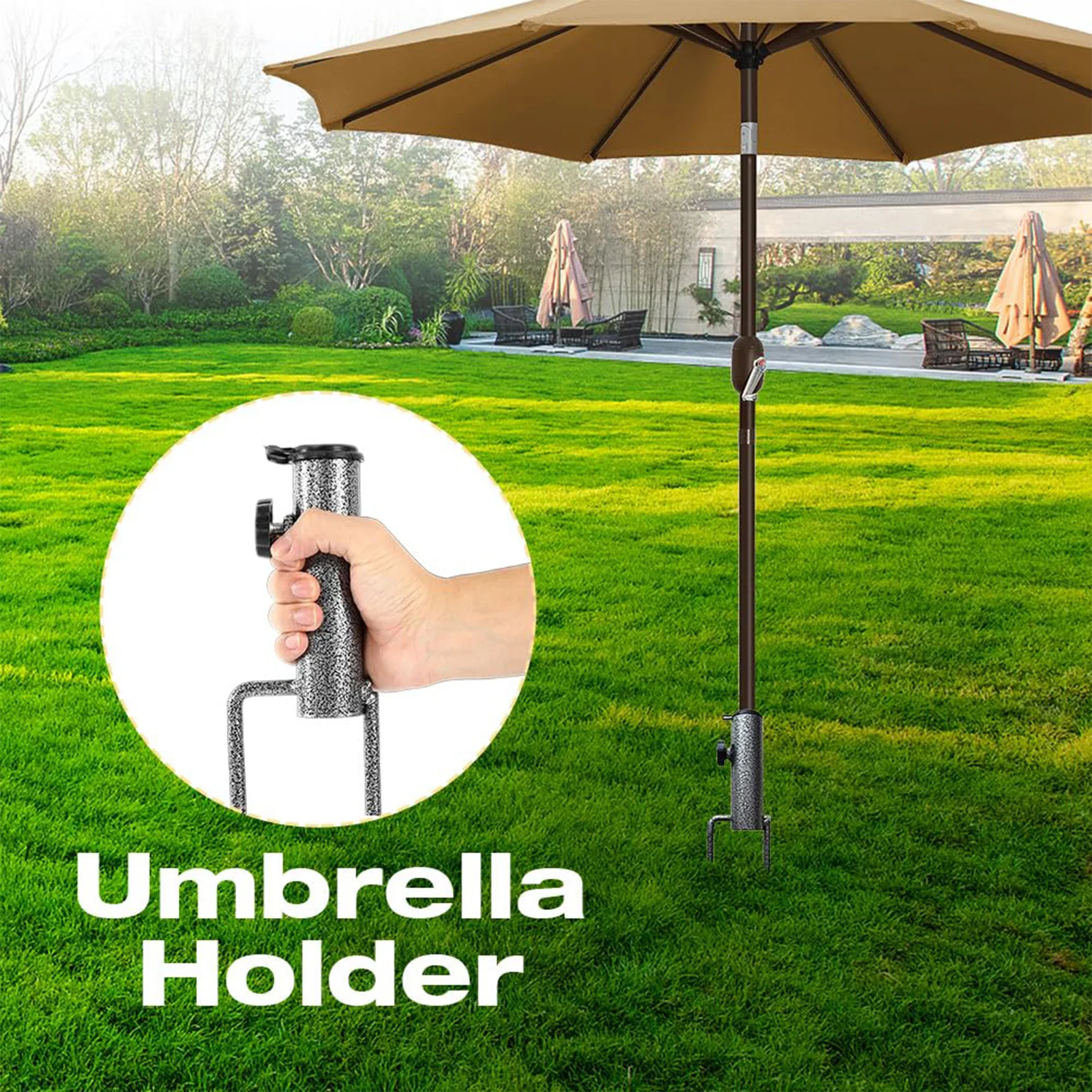 

Подставка для уличного солнцезащитного зонта, сверхмощная стальная черная основа для навеса для рыночного киоска и садового патио, безопасный наземный якорь