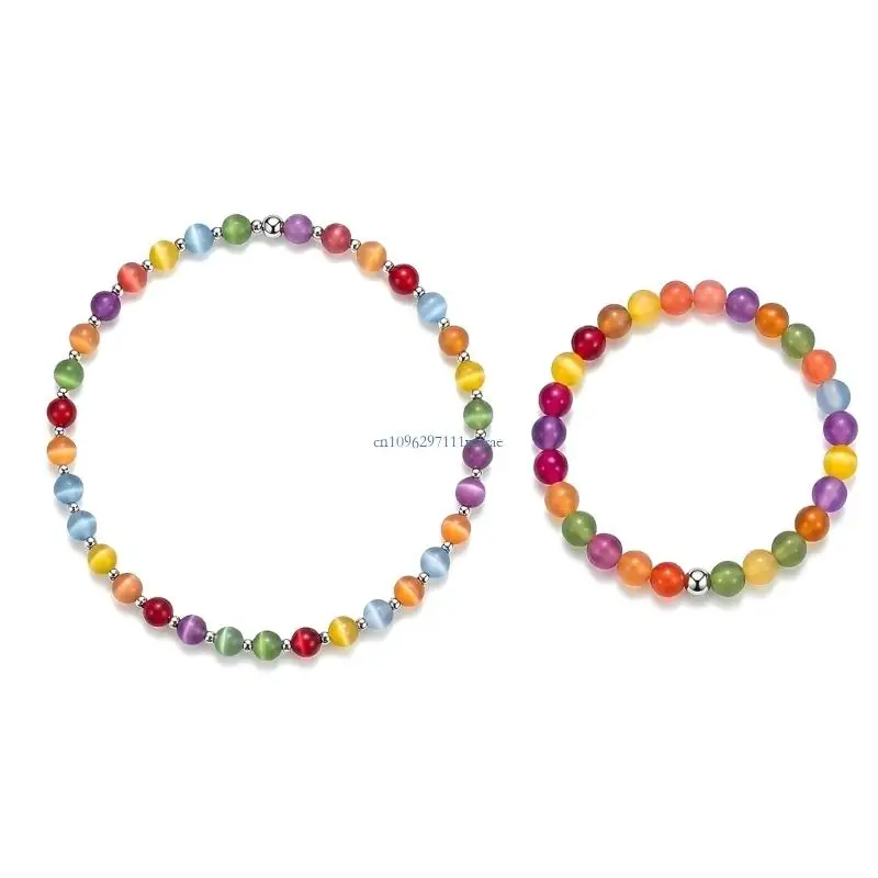 Sun Activated Color Changing Resin Necklace Delicate Layering Hand Chain Bracelet Beaded Gift Set for Vacation