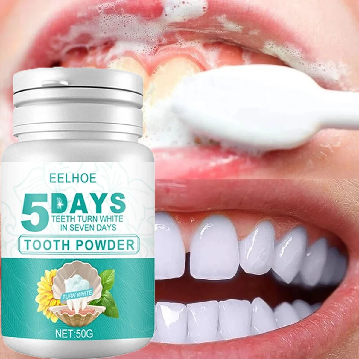 5 Days Teeth Whitening Powder Remove Plaque Stains Toothpaste Deep Cleaning Oral Hygiene Fresh Breath Brightening Tooth Care 50g