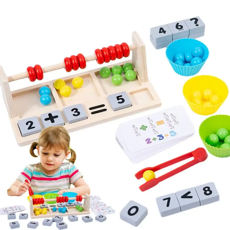 

Number Abacus Preschool Learning Activities For Kids Toddler Wooden Blocks Kindergarten Toys Color Sorting Matching Games