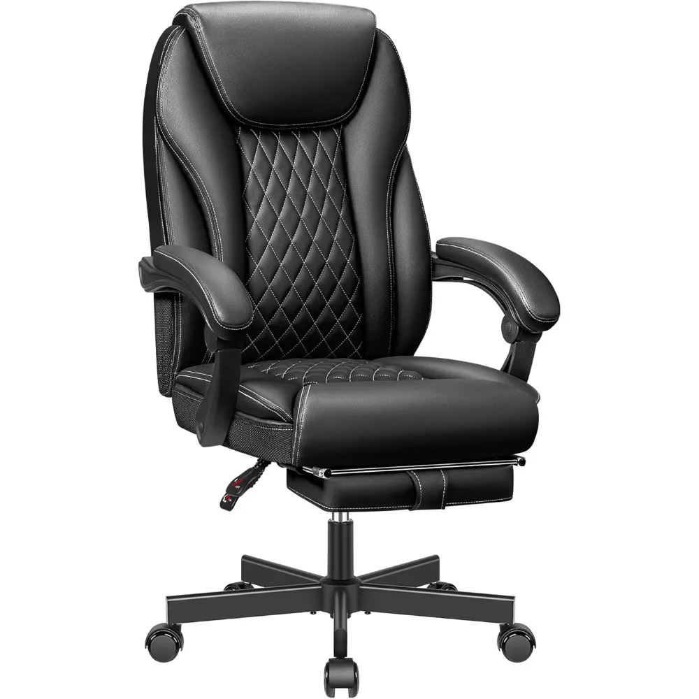 

Executive Office Chair Big and Tall, High Back Ergonomic Leather Computer Desk Chair with Footrest for Home Office, Adjustable H
