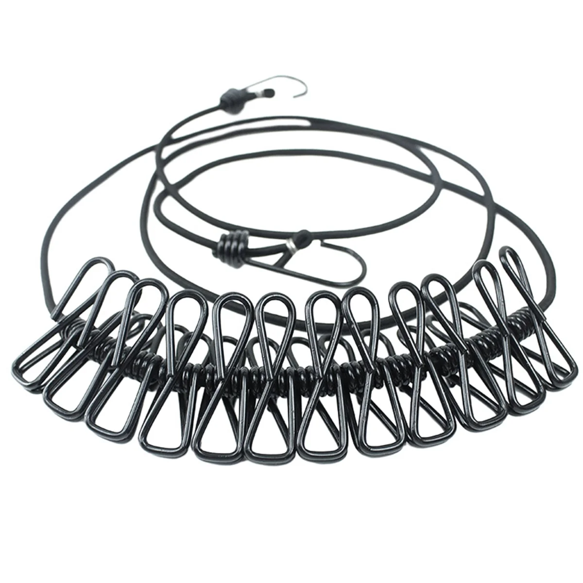 A Retractable Clothes Drying Rack Rope with 12 Clips Portable Clothesline Clothing Line for Laundry Drying Line Camping