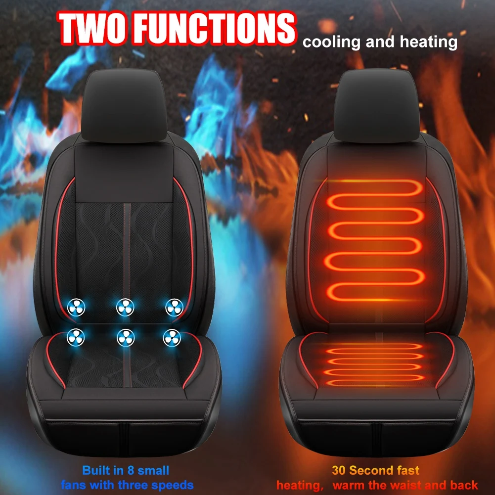 Dual Use Heater and Cooler 12V Car Seat Cover Ventilated Air Fan Cooling Wind & Heating Warm Seat Covers Interior Accessories x1