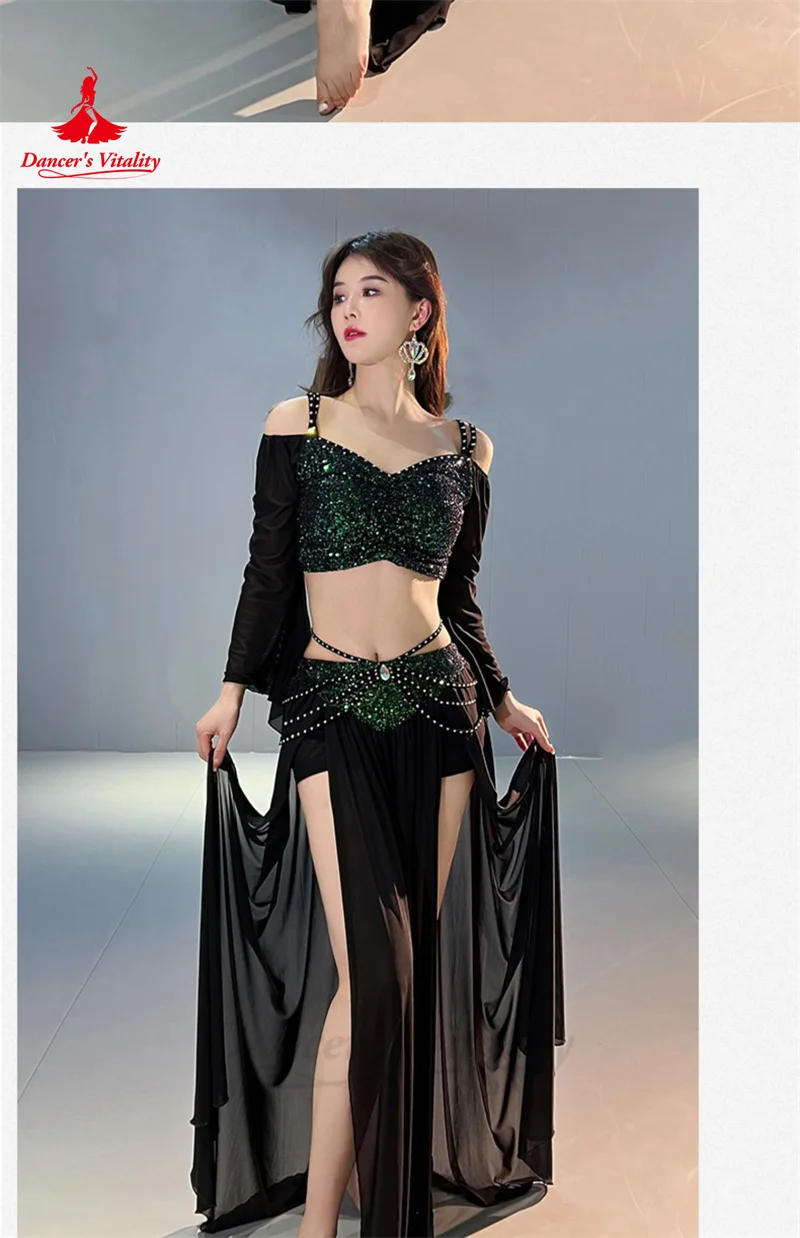 Top Per Danza Del Ventre A Maniche Lunghe Con Monete E Paillettes – Costume Di Halloween E Feste Latine